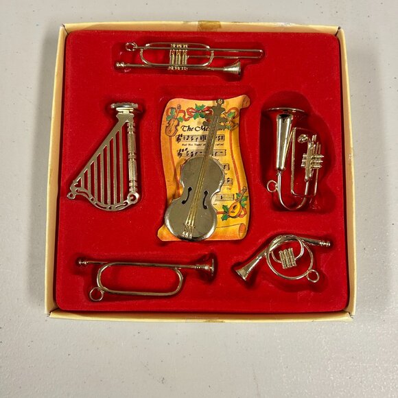 Vtg Christmas Symphony Orchestra Brass Horn Ornaments • Musical Instrument Decor - Picture 1 of 6